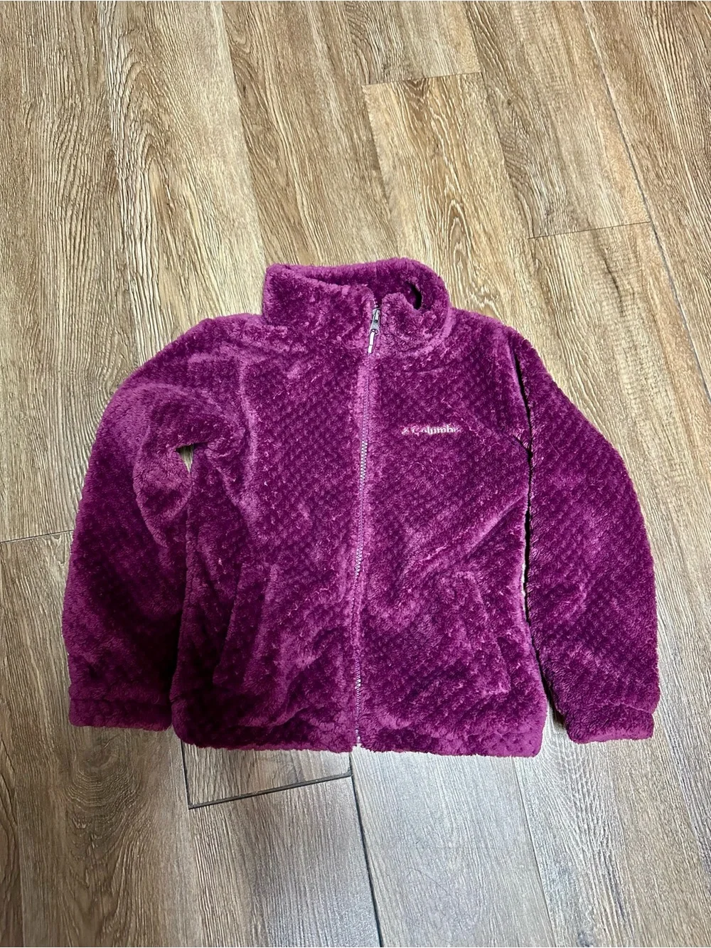 Columbia XS 6 Kids' Plush Fleece Jacket - Purple - Picture 1 of 7